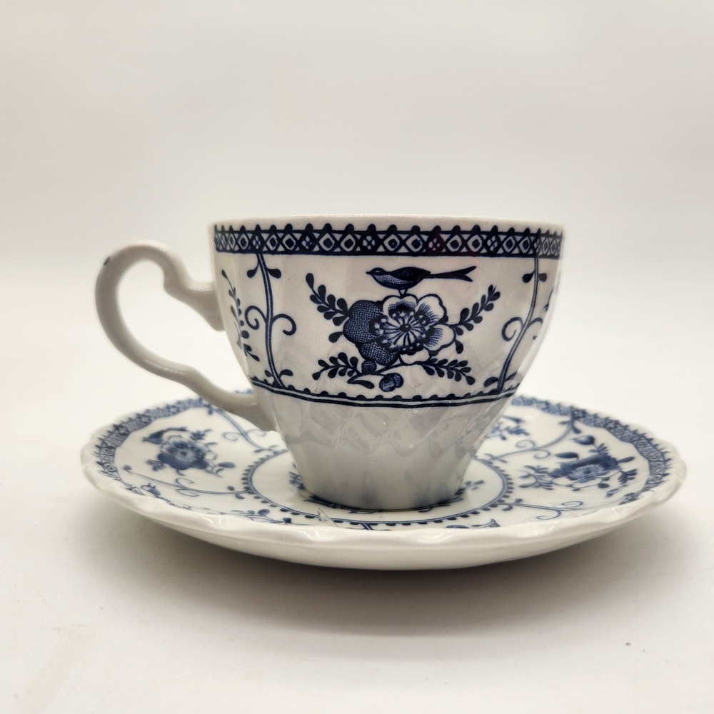 Johnson Brothers Indies Blue Ironstone Cup and Saucer Set Made in England Floral - Picture 2 of 11